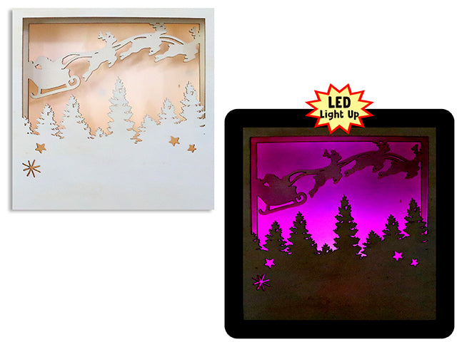 Carton of 12 7.5in Xmas B/O LED Col. Changing Decor Your Own Die-Cut Xmas Scene Tabletop Decor. LBL.