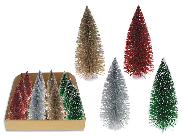 Carton of 20 5.5in(H) Xmas Glitter Bottle Brush Tree Tabletop Decoration in Dsp. 20/Dsp.4 Asst.Colours. Cht.