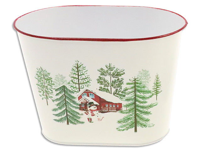 Carton of 12 5-3/4(H) Xmas Mate Vinatge Oblong Metal Bucket.