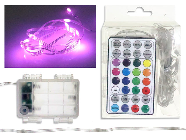 Carton of 12 20pk 78.7in B/O Micro-RGB LED Xmas Stringlights w/Remote + Timer. PET Box w/Insert.