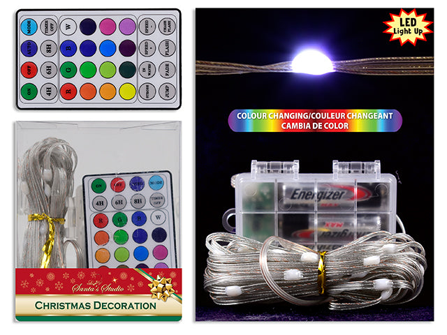 Carton of 12 50pk 196in B/O Micro-RGB LED Xmas Stringlights w/Remote + Timer. PET Box w/Insert.