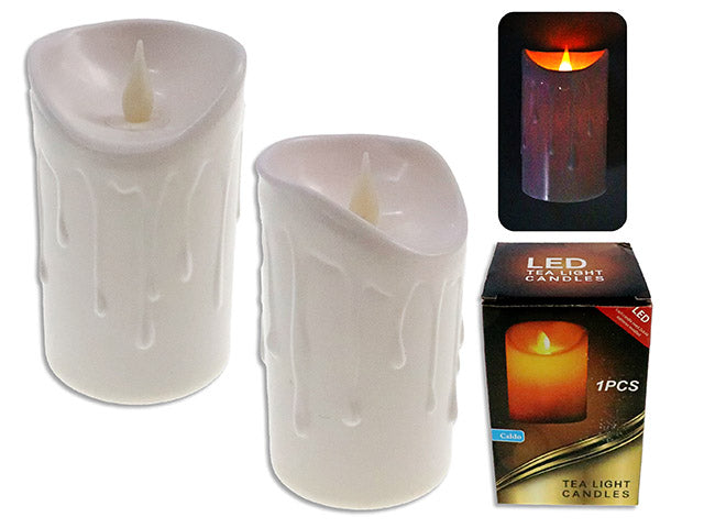 Carton of 24 4.7in(H) x 2.75in(D) Xmas B/O LED Flickering Wax Candle w/Warm White Bullet Flame. CBX.