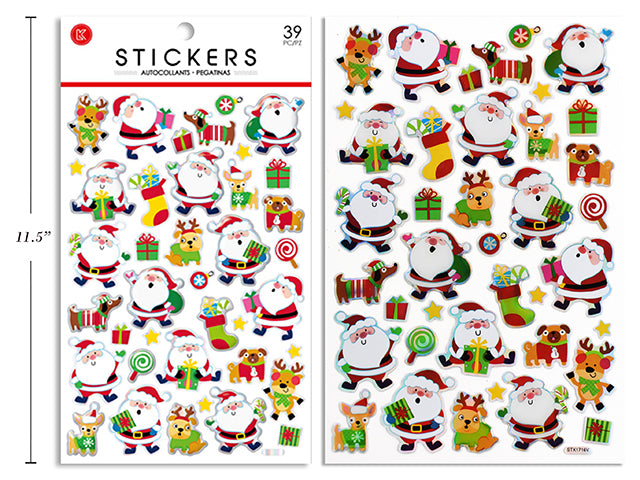 Carton of 24 Xmas Silver Outline Stickers. Sheet SIze: 8.25in x 5.5in. Polybag w/ Insert.