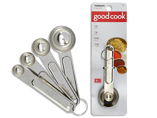 Carton of 12 Stainless Steel Measuring Spoon Set 4 Pack