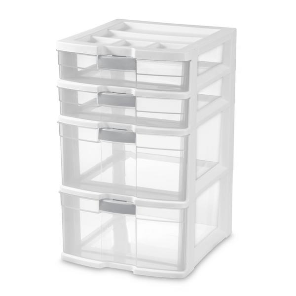 Carton of 2 4 Drawer Locking Tower White