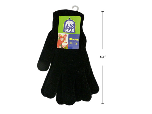 Adult Chenille Black Gloves One Size Fits All