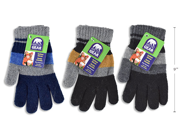 Mens Tri Color Knitted Gloves