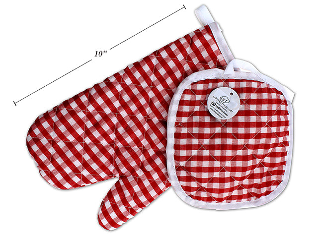 Gingham BBQ Grill Glove And Pot Holder