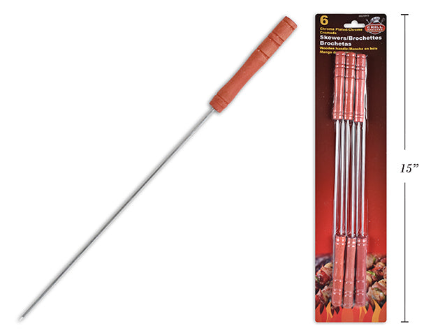 Chromed Plated BBQ Skewers With Wooden Handle