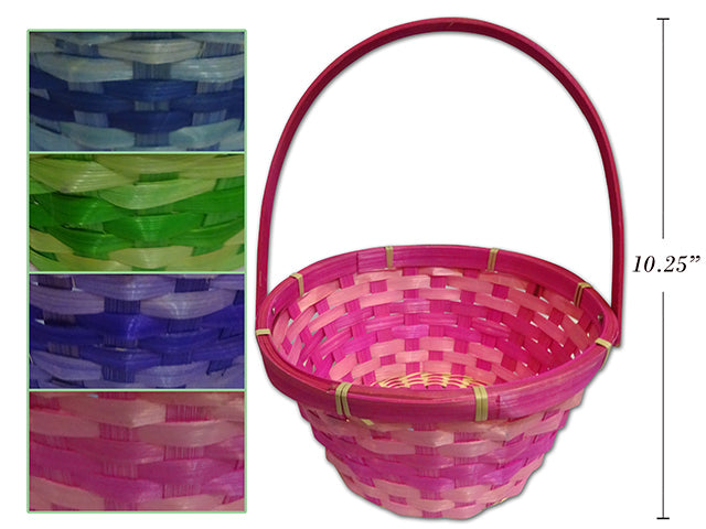 Round Bamboo Basket With Moveable Handle