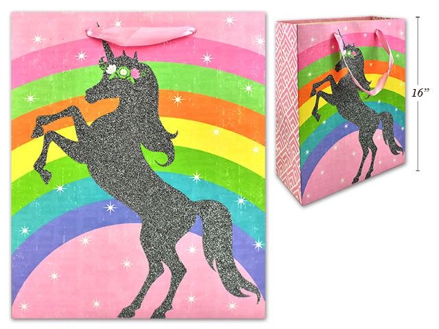 Matte Glitter Rainbow Unicorn Gift Bag