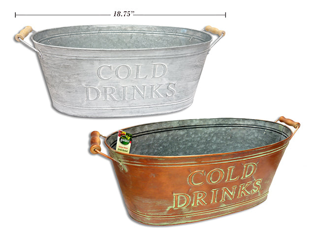 Cottage Country Matte Antique Oblong Drink Holder With Rope Handle