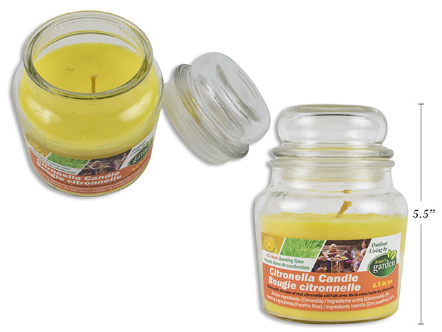 Garden Citronella Candle In Round Glass Jar With Lid
