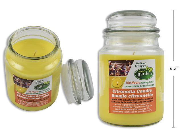 Garden Citronella Candle In Round Glass With Lid