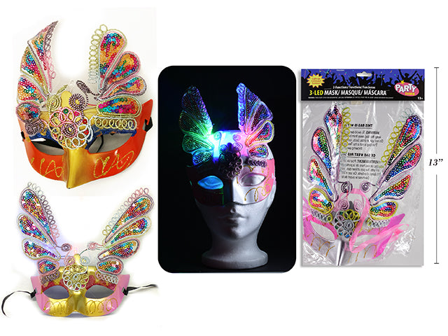 Led Functions Light Up Sequin Mask