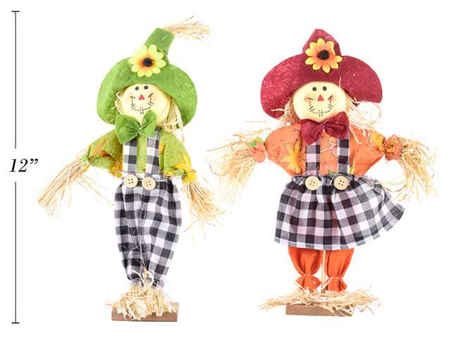 Harvest Cowboy Standing Scarecrow On Wooden Stand