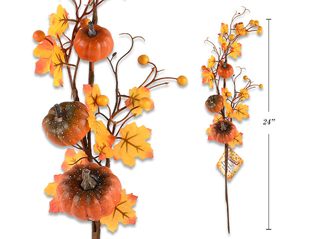 Harvest Branches With Berries And Pumpkins