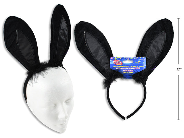 Black Velvet Bunny Ear Headband