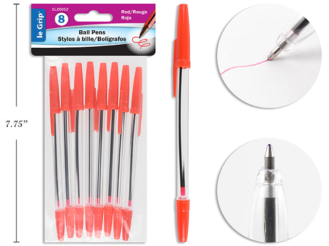 Red Ink Clear Barrel Ball Pen