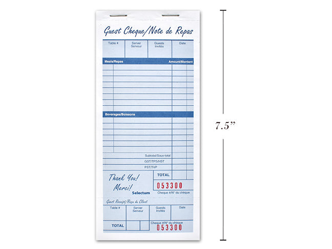 Restaurant Guest Check Pad