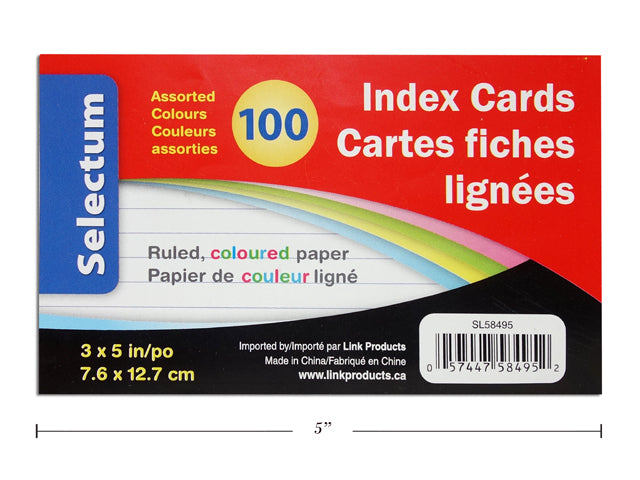 Colored Index Cards Ruled Sheets