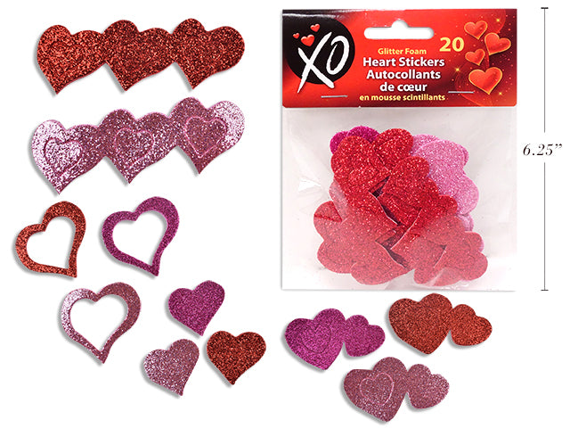 Valentines Glitter Foam EVA Heart Stickers