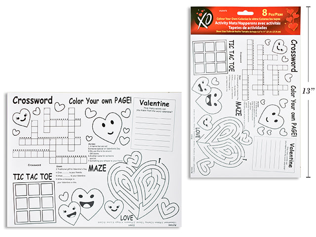 Valentines Color Your Own Activity Mats