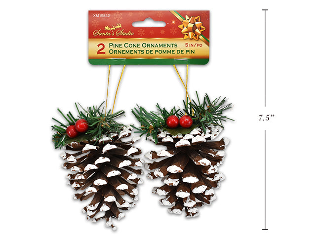 Pine Holly Berry Pine Cone Ornament