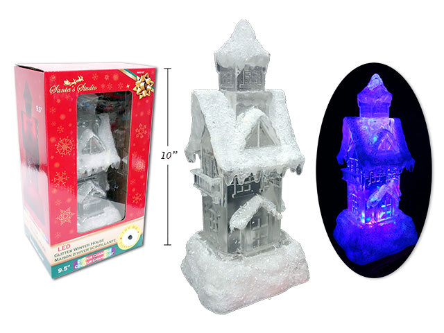 Color Changing Led Swirling Glitter Snowy House