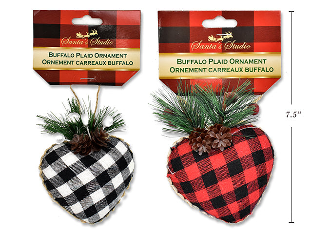 Christmas Buffalo Plaid Heart Ornament