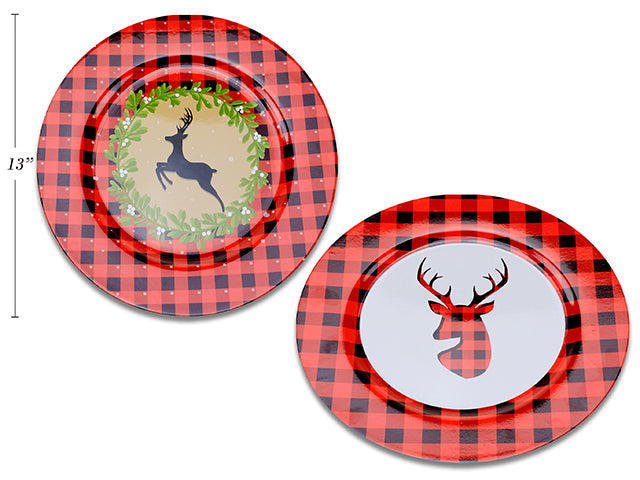 Buffalo Plaid Reindeer Charger Plate