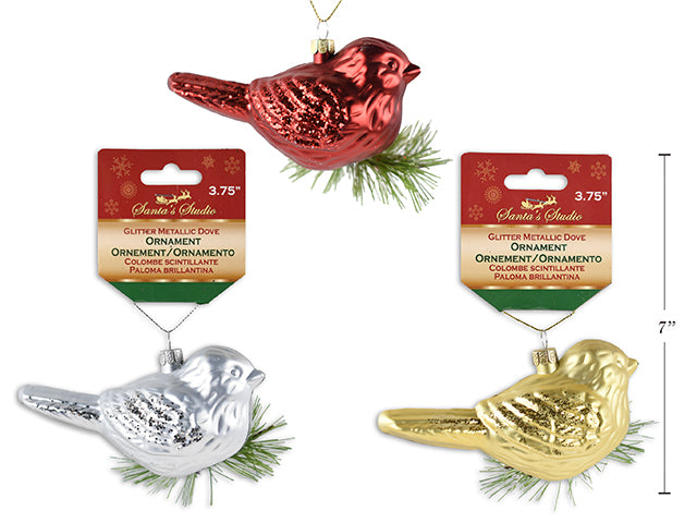 Glitter Metallic Dove Ornament