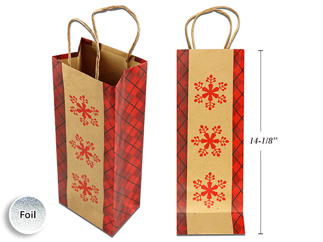 Christmas Kraft Foil Bottle Gift Bag