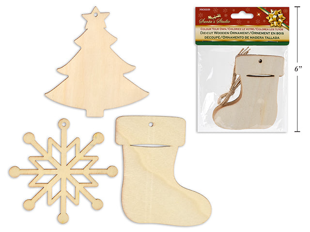 Christmas Color Your Own Die Cut Wooden Ornament
